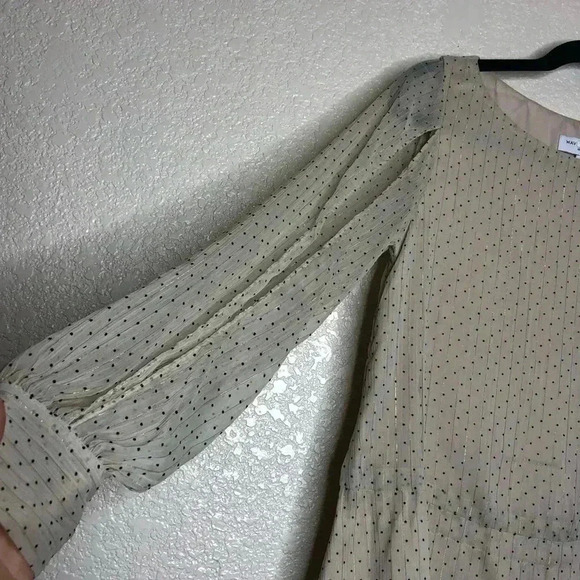 Waverly Grey Cold Shoulder Top Small Polka Dot Golden Stripe Peplum - Picture 4 of 10